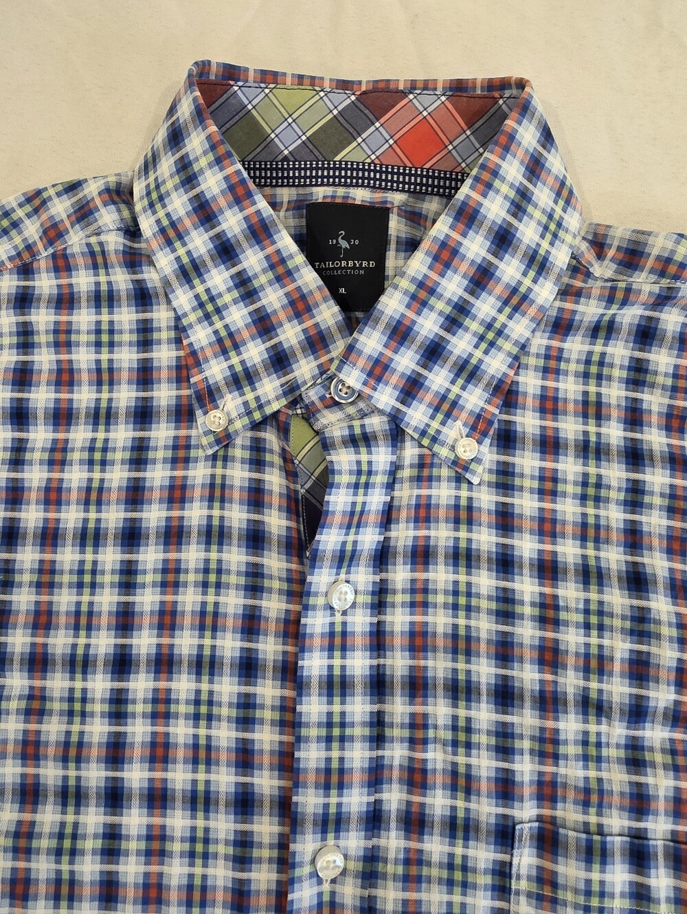 Tailorbyrd Exclisive Elegant Casual Luxury Men Blue and Red Plaid Shirt Size XL